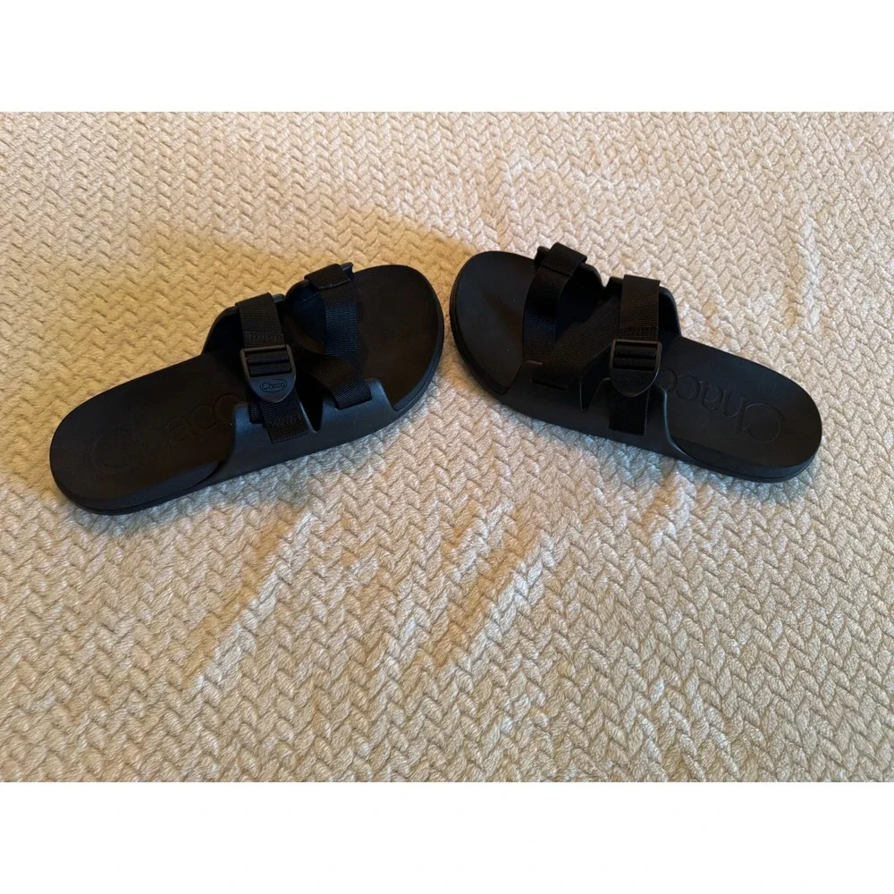 Chaco Chillos Slide Sandals Mens 12 Black Adjustable Strap Sport Recovery Shoes